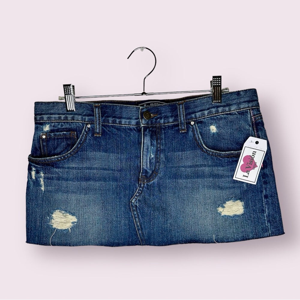 Y2K Victoria Secret Pink denim mini skirt size 8.